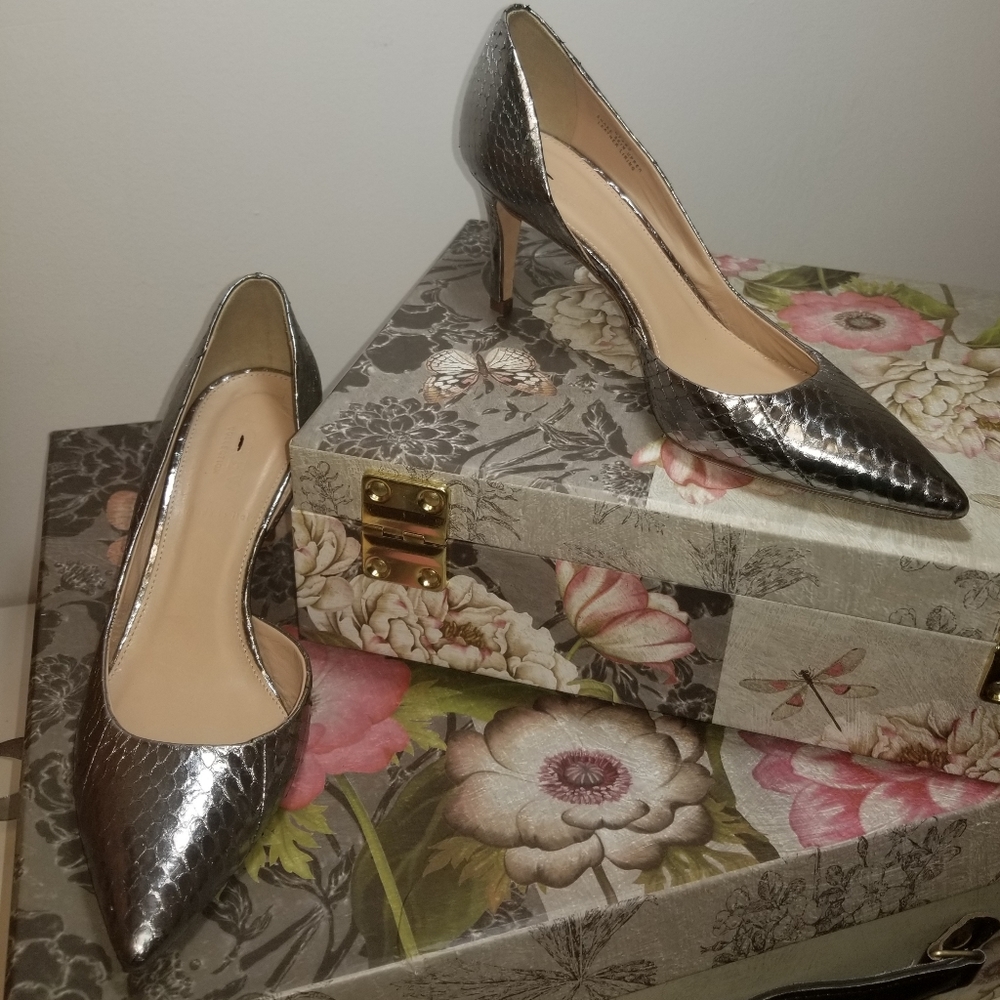 J.Crew Valentina Metallic Snakeskin d'Orsay Pumps